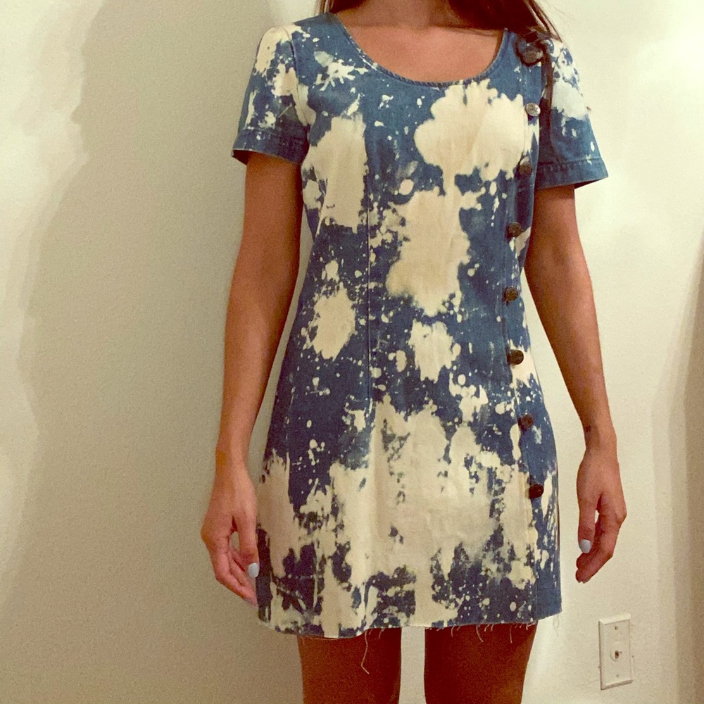 Vintage Hand-Bleached Denim Dress